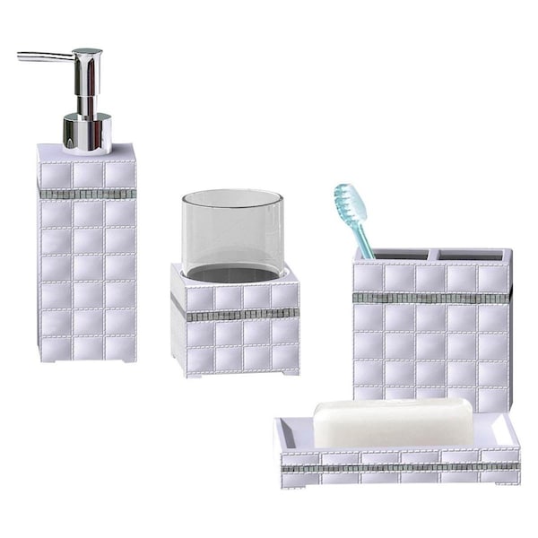 Nu Steel Giraffe Set of 4 Soap Dish Tbh Tumbler Lotion Pump White GF3456SET4 - main